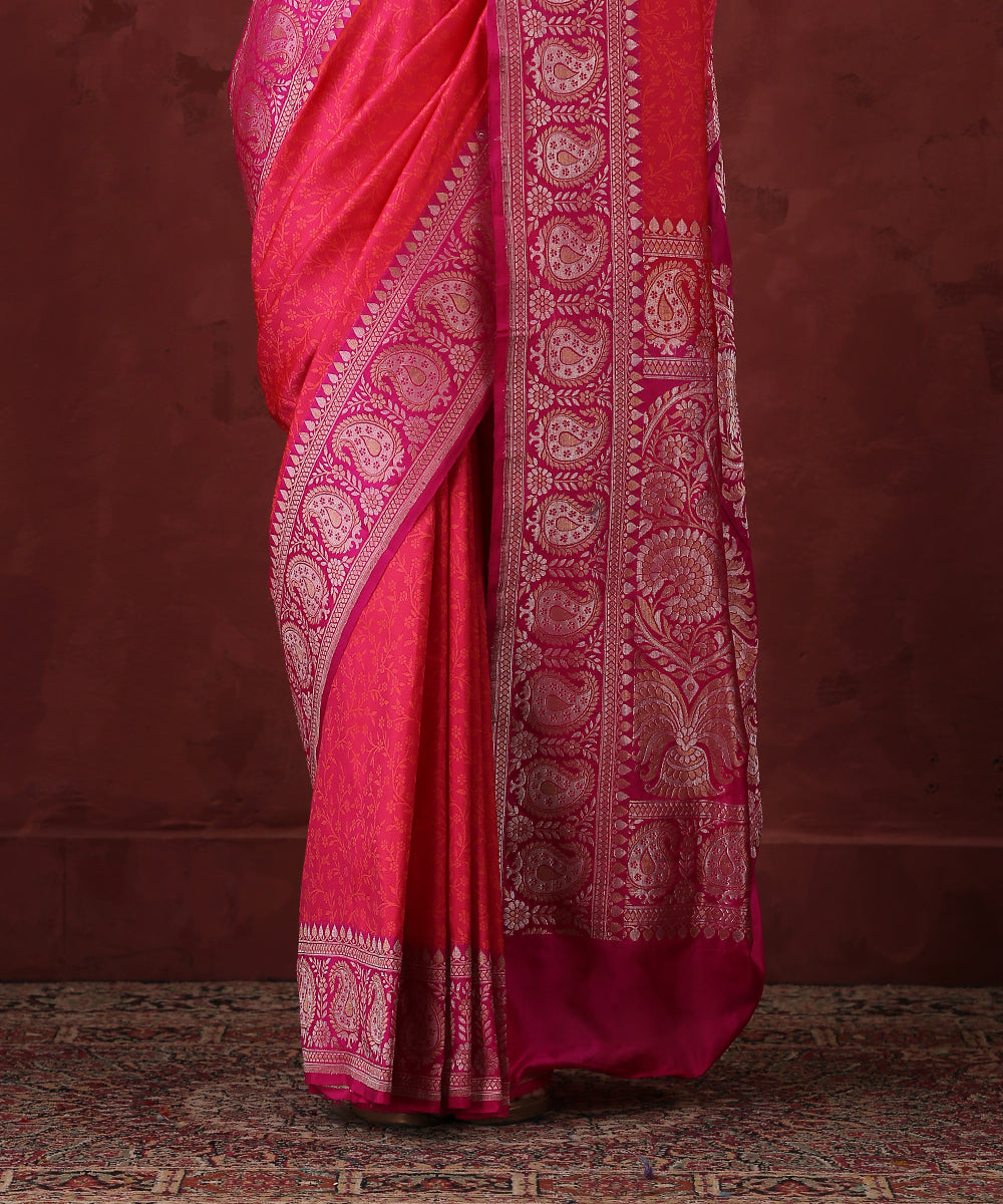 Handloom_Pink_Pure_Katan_Silk_Banarasi_Tanchoi_Saree_With_Zari_Border_WeaverStory_04
