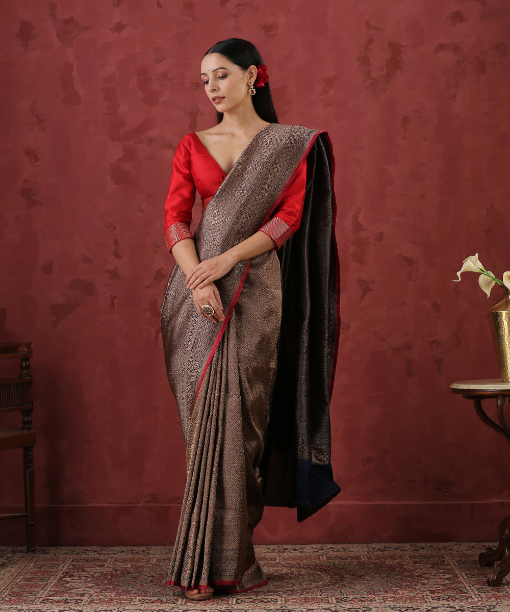 Dark_Blue_Handloom_Pure_Katan_Silk_Kimkhab_Banarasi_Saree_With_Antique_Zari_WeaverStory_02