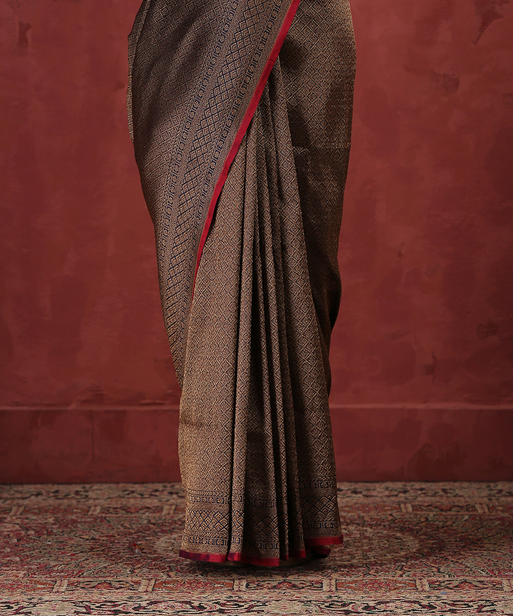 Dark_Blue_Handloom_Pure_Katan_Silk_Kimkhab_Banarasi_Saree_With_Antique_Zari_WeaverStory_04