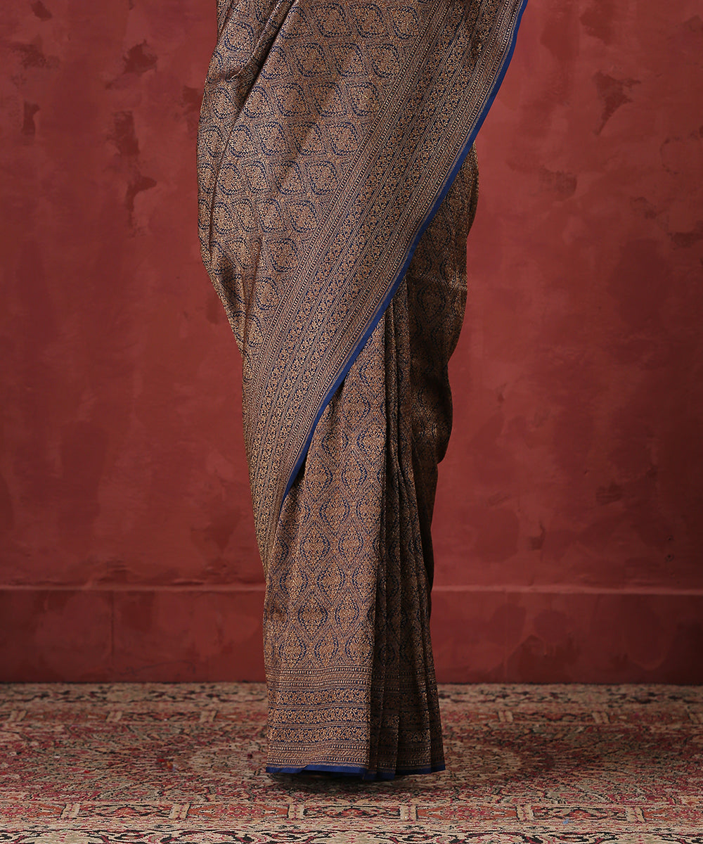 Handloom_Blue_Kimkhab_Pure_Katan_Silk_Banarasi_Saree_With_Antique_Zari_WeaverStory_04