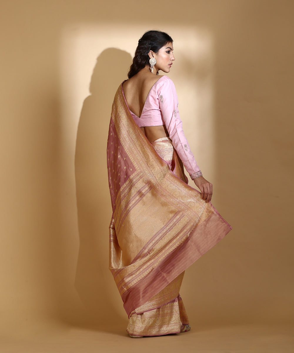 Pink_Handloom_Silk_Tissue_Banarasi_Saree_With_Silver_Meenakari_and_Kadhwa_Booti_WeaverStory_03