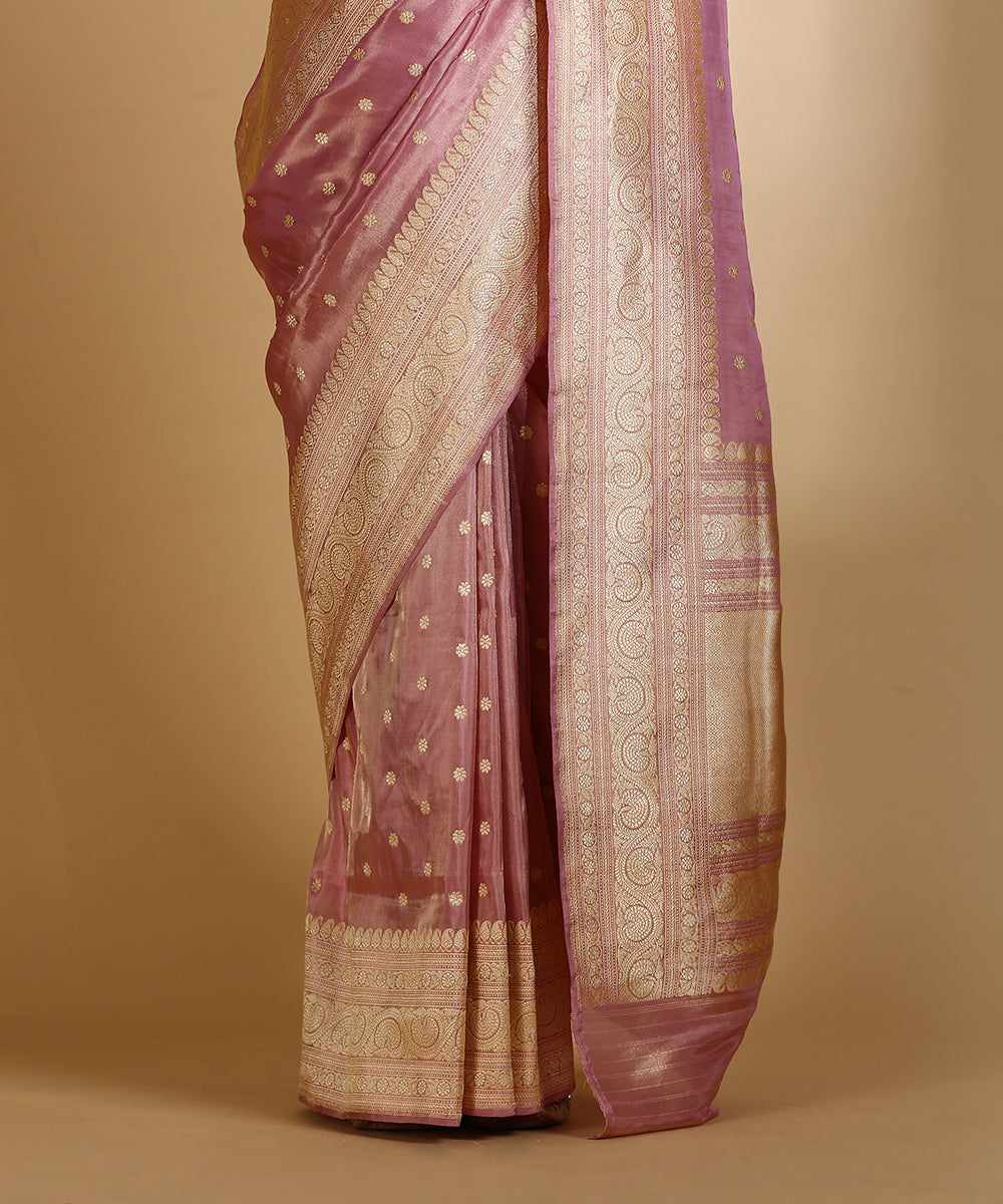 Pink_Handloom_Silk_Tissue_Banarasi_Saree_With_Silver_Meenakari_and_Kadhwa_Booti_WeaverStory_04