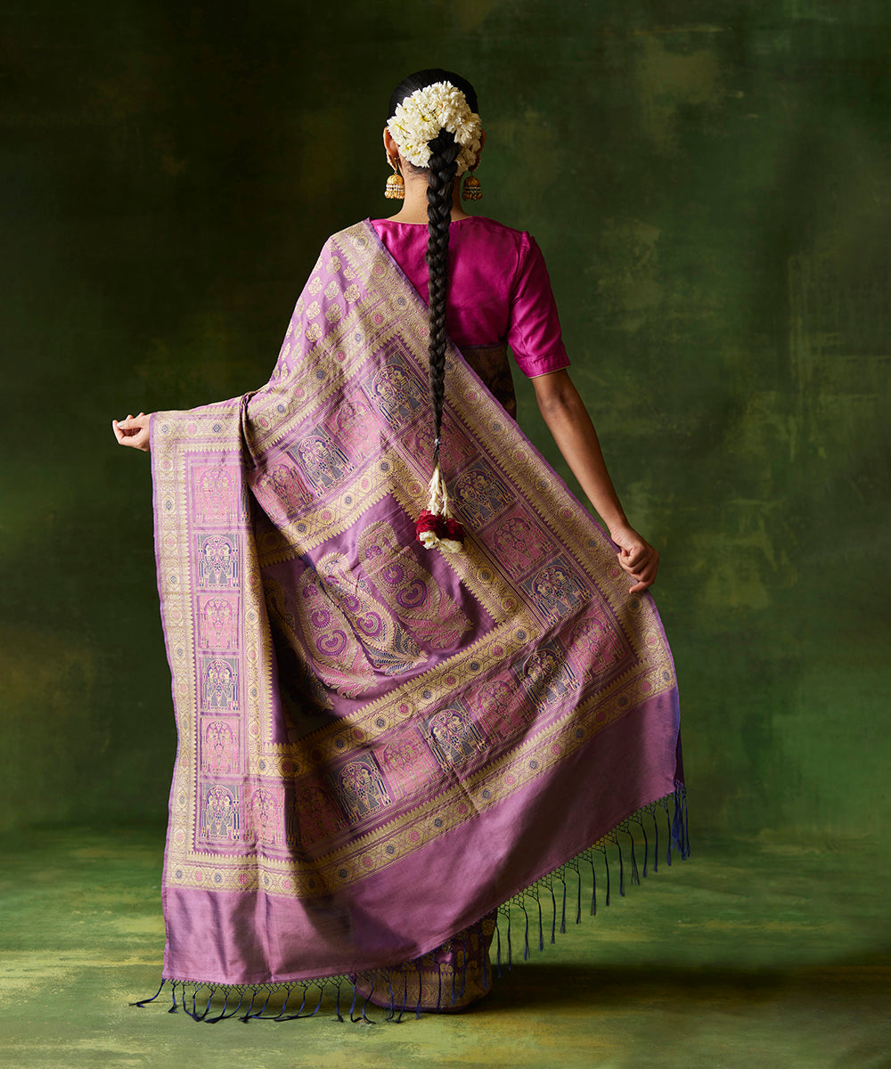 Handloom_Purple_Pure_Malda_Silk_Banarasi_Baluchari_Saree_With_Kalka_Pallu_WeaverStory_03