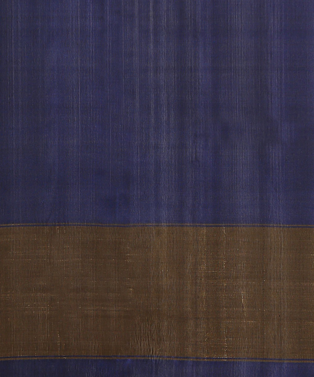 Handloom_Ink_Blue_Patola_Saree_With_Drak_Blue_Tissue_Border_WeaverStory_05