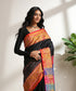 Black_Handloom_Pure_Mulberry_Silk_Patola_Saree_With_Multicolor_Border_And_Pallu_WeaverStory_01