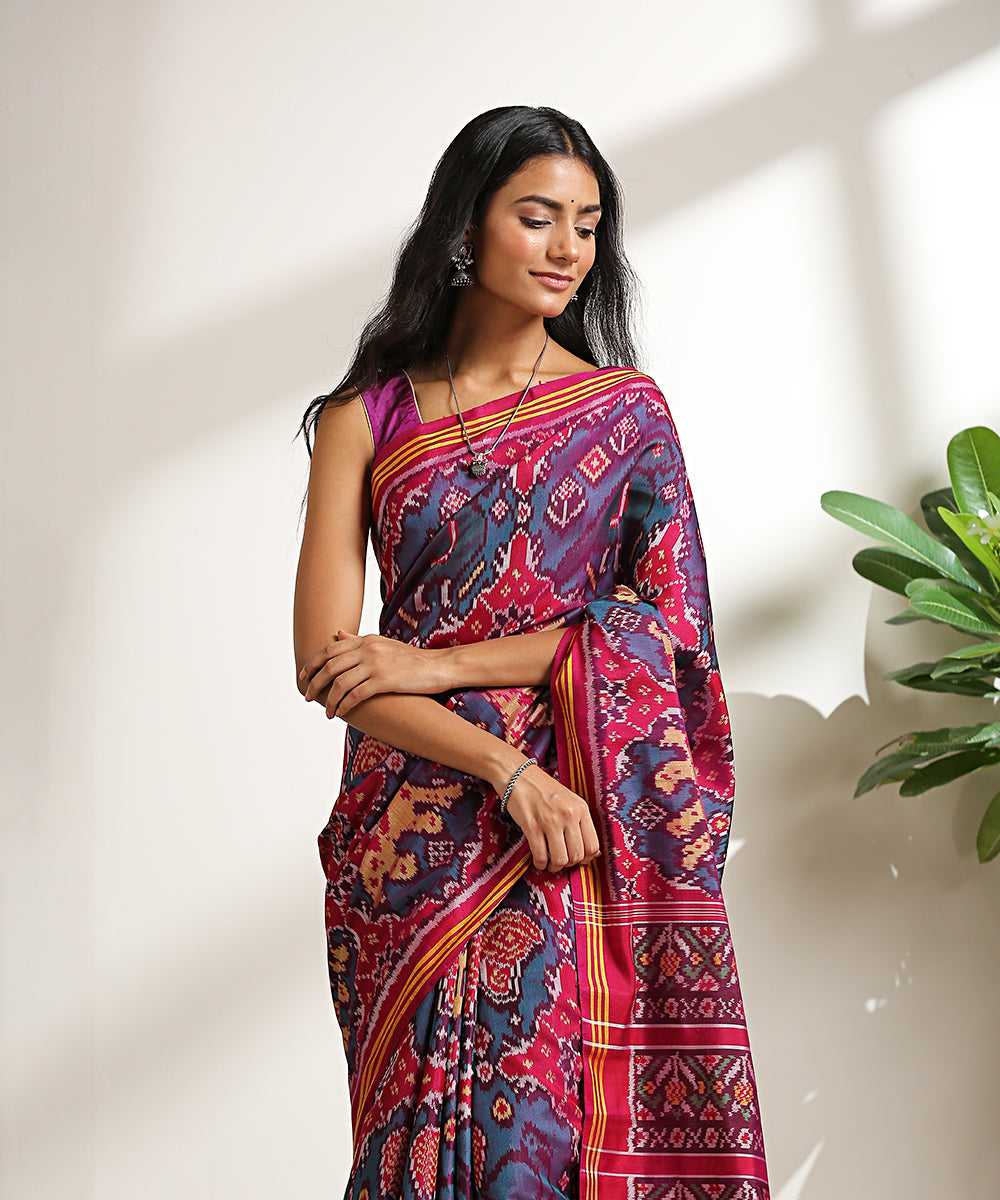 Handloom_Teal_Green_8_Ply_Pure_Mulberry_Silk_Patola_Saree_With_Butterfly_Motifs_WeaverStory_01