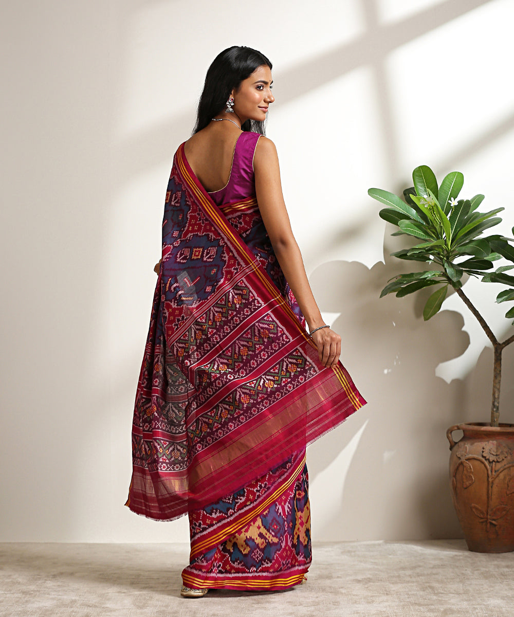 Handloom_Teal_Green_8_Ply_Pure_Mulberry_Silk_Patola_Saree_With_Butterfly_Motifs_WeaverStory_03