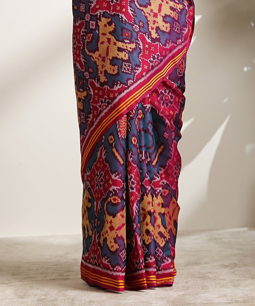 Handloom_Teal_Green_8_Ply_Pure_Mulberry_Silk_Patola_Saree_With_Butterfly_Motifs_WeaverStory_04