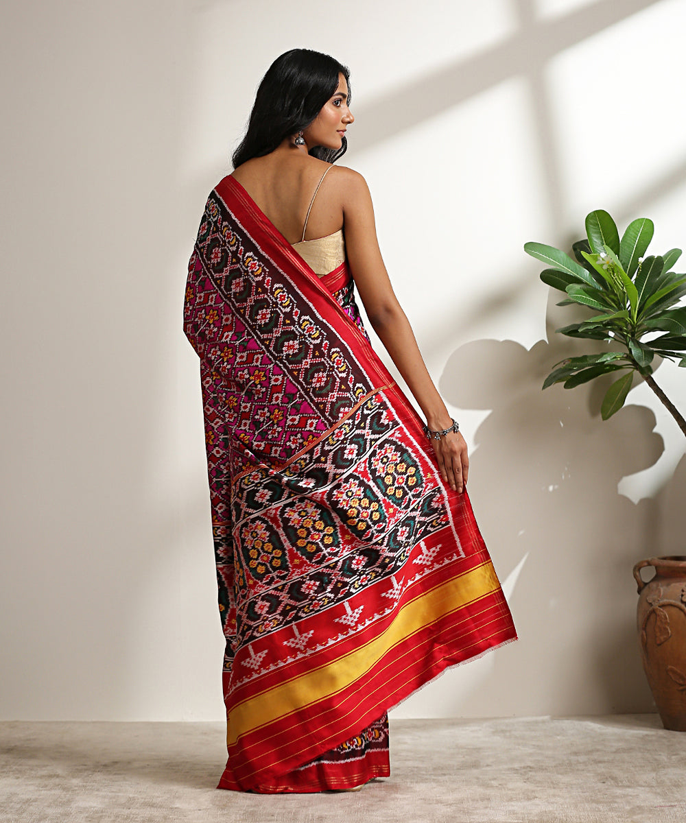 Handloom_Purple_Twill_Weave_Pure_Mulberry_Silk_Patola_Saree_With_Red_Border_WeaverStory_03