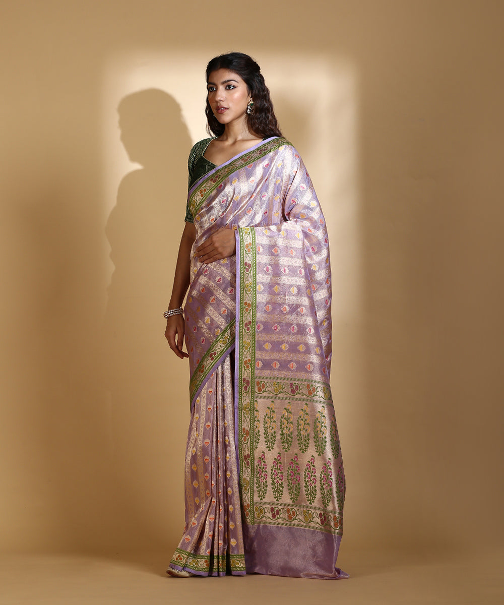 Lavender_Handloom_Silk_Tissue_Banarasi_Saree_With_Meenakari_Satin_Booti_WeaverStory_02