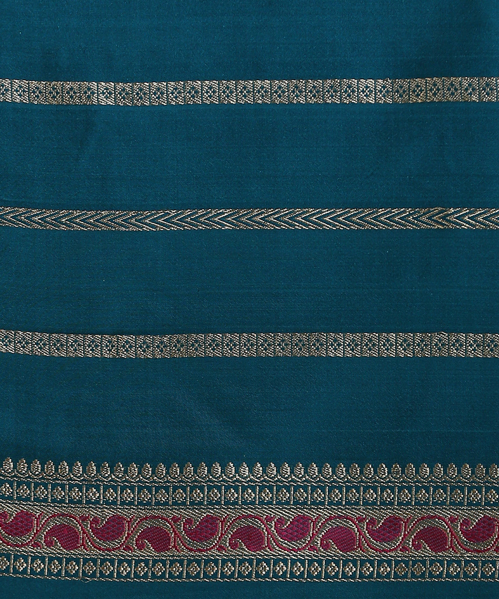 Handloom_Lime_Green_And_Teal_Pure_Silk_Tissue_With_Kadhiyal_Border_And_Pallu_WeaverStory_05
