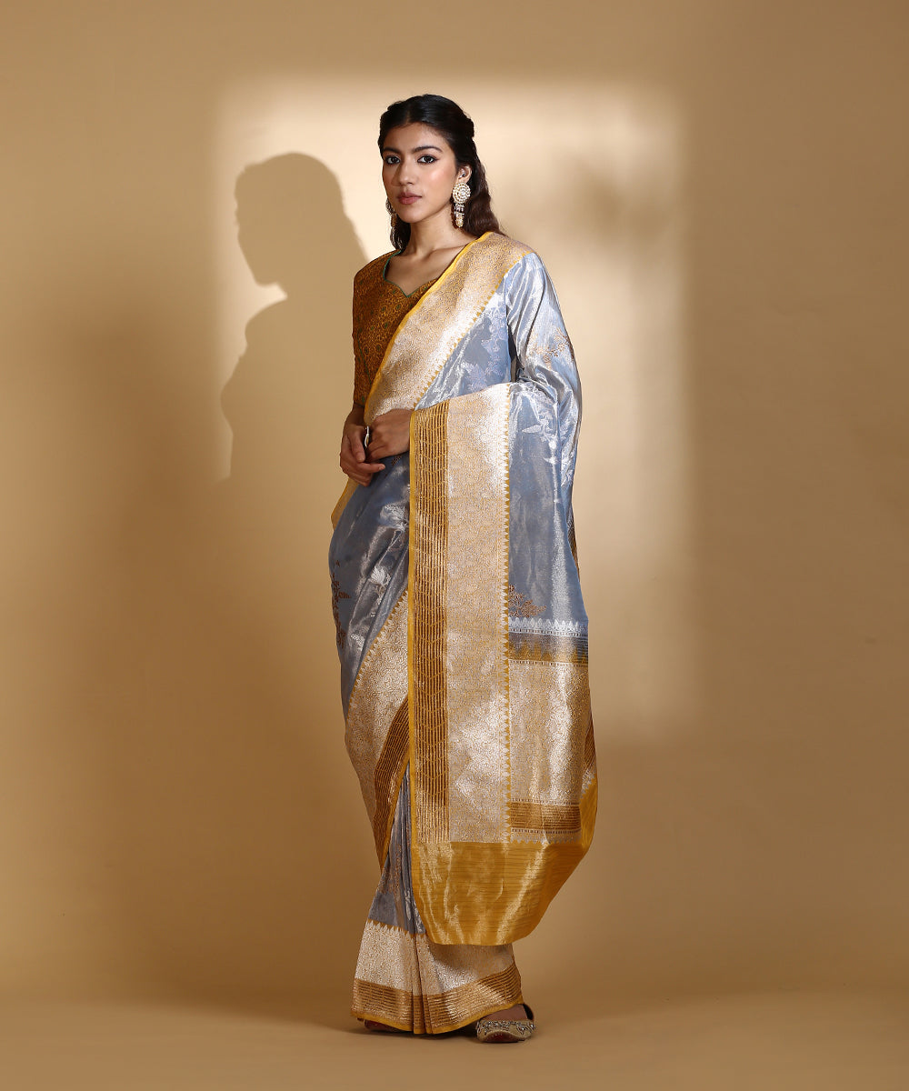 Yellow_And_Grey_Handloom_Silk_Tissue_Banarasi_Saree_With_Aada_Zari_Jaal_WeaverStory_02
