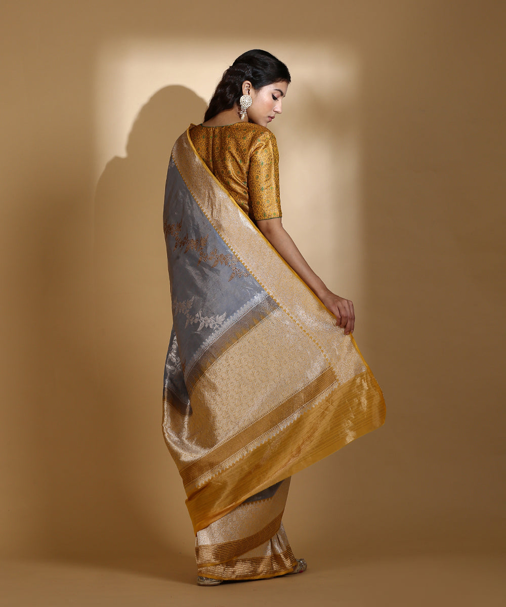 Yellow_And_Grey_Handloom_Silk_Tissue_Banarasi_Saree_With_Aada_Zari_Jaal_WeaverStory_03