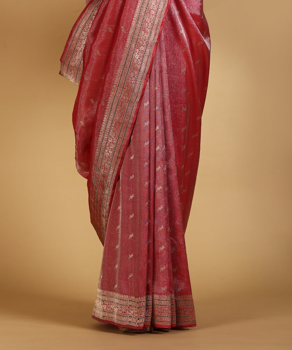 Handloom_Red_Pure_Cotton_Tissue_Banarasi_Saree_With_Real_Zari_and_Heavy_Pallu_WeaverStory_04