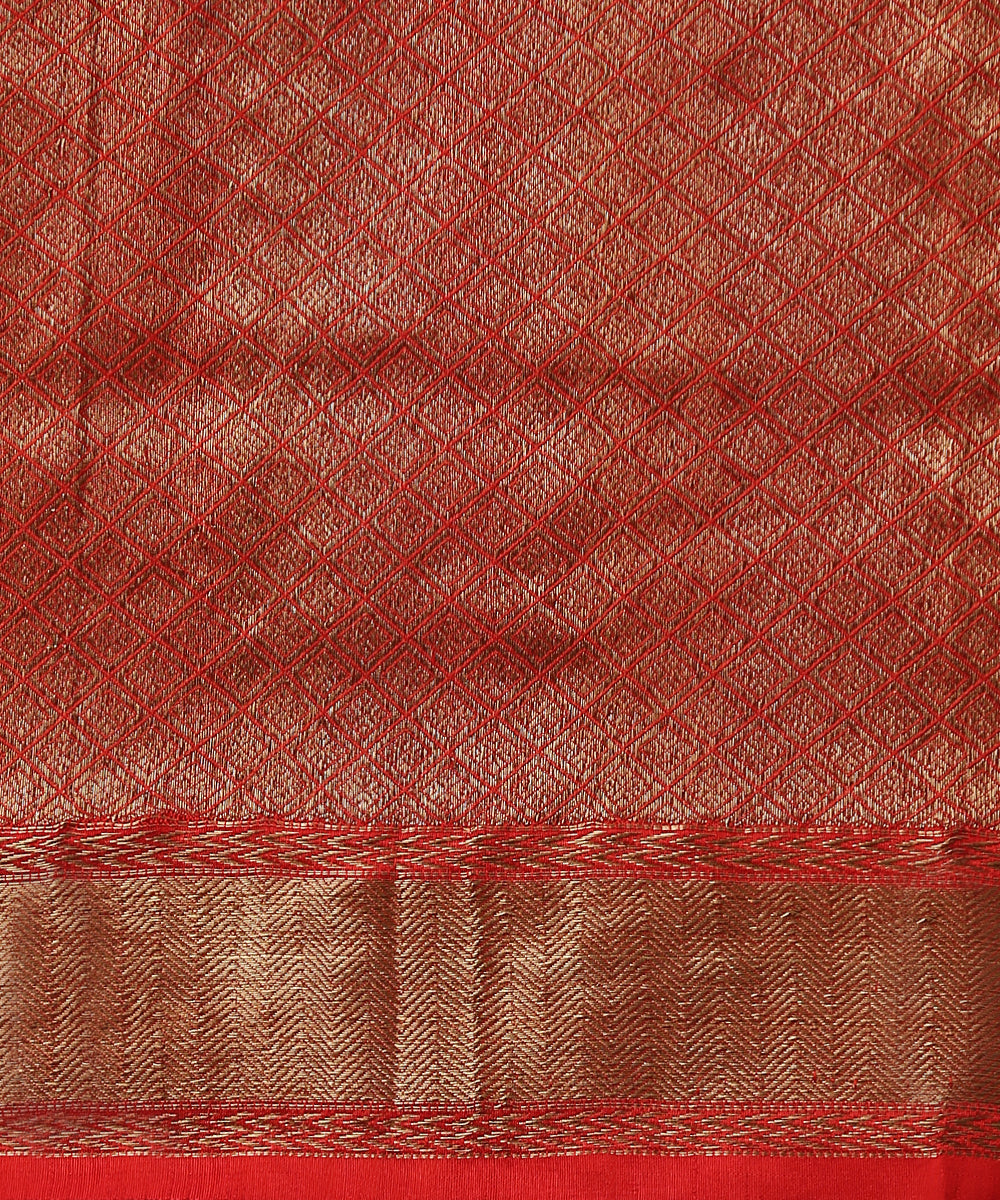 Peacock_Blue_Handloom_Striped_Dupion_Silk_Banarasi_Saree_With_Konia_Motifs_In_Antique_Zari_WeaverStory_05