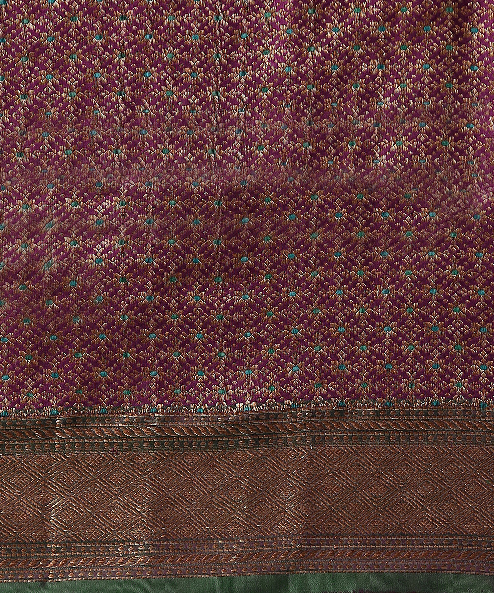 Purple_Handloom_Dupion_Silk_Banarasi_Saree_With_Green_Border_And_Antique_Zari_WeaverStory_05