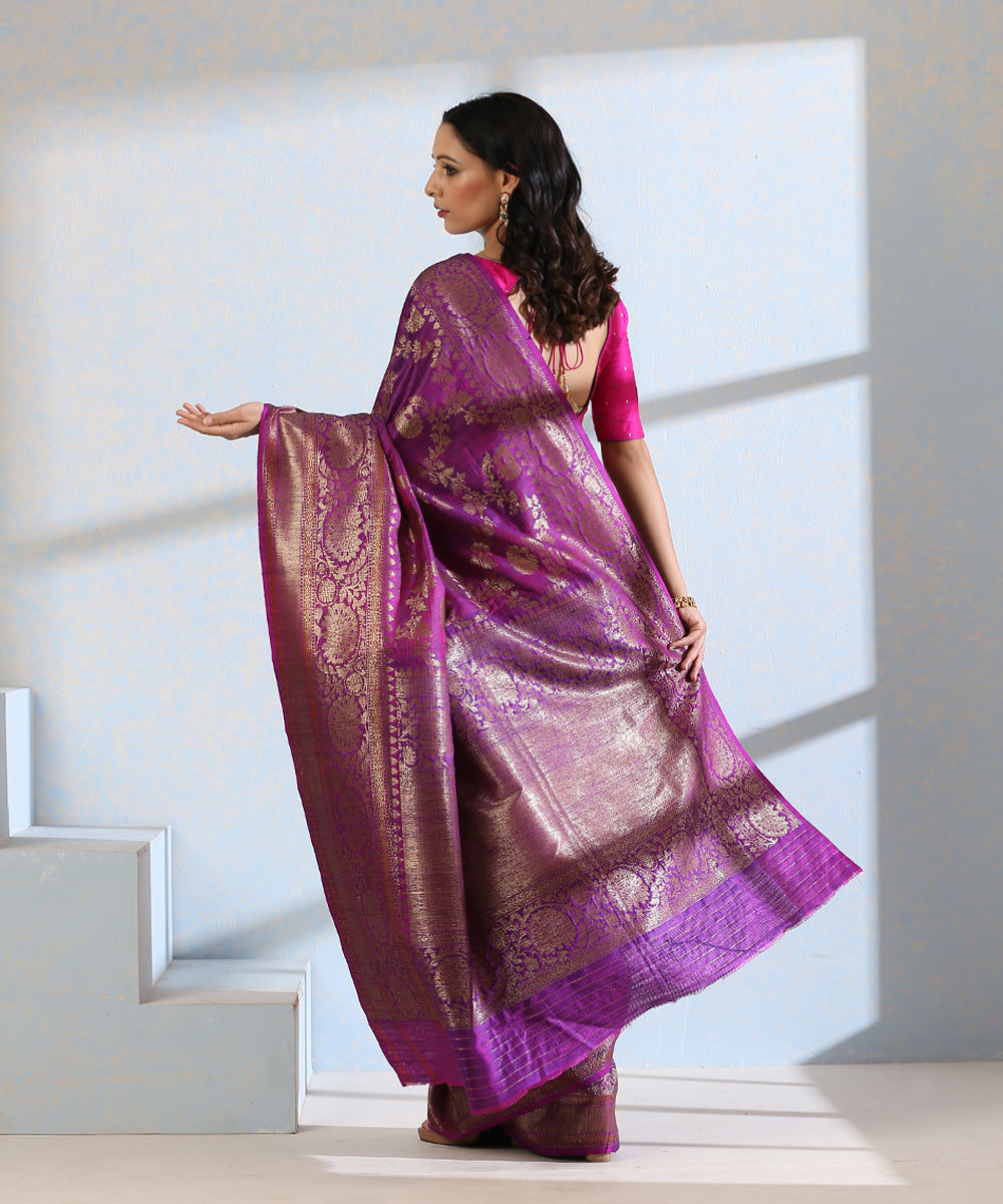 Purple_Handloom_Dupion_Silk_Banarasi_Saree_With_All_Over_Antique_Zari_Jaal_WeaverStory_03