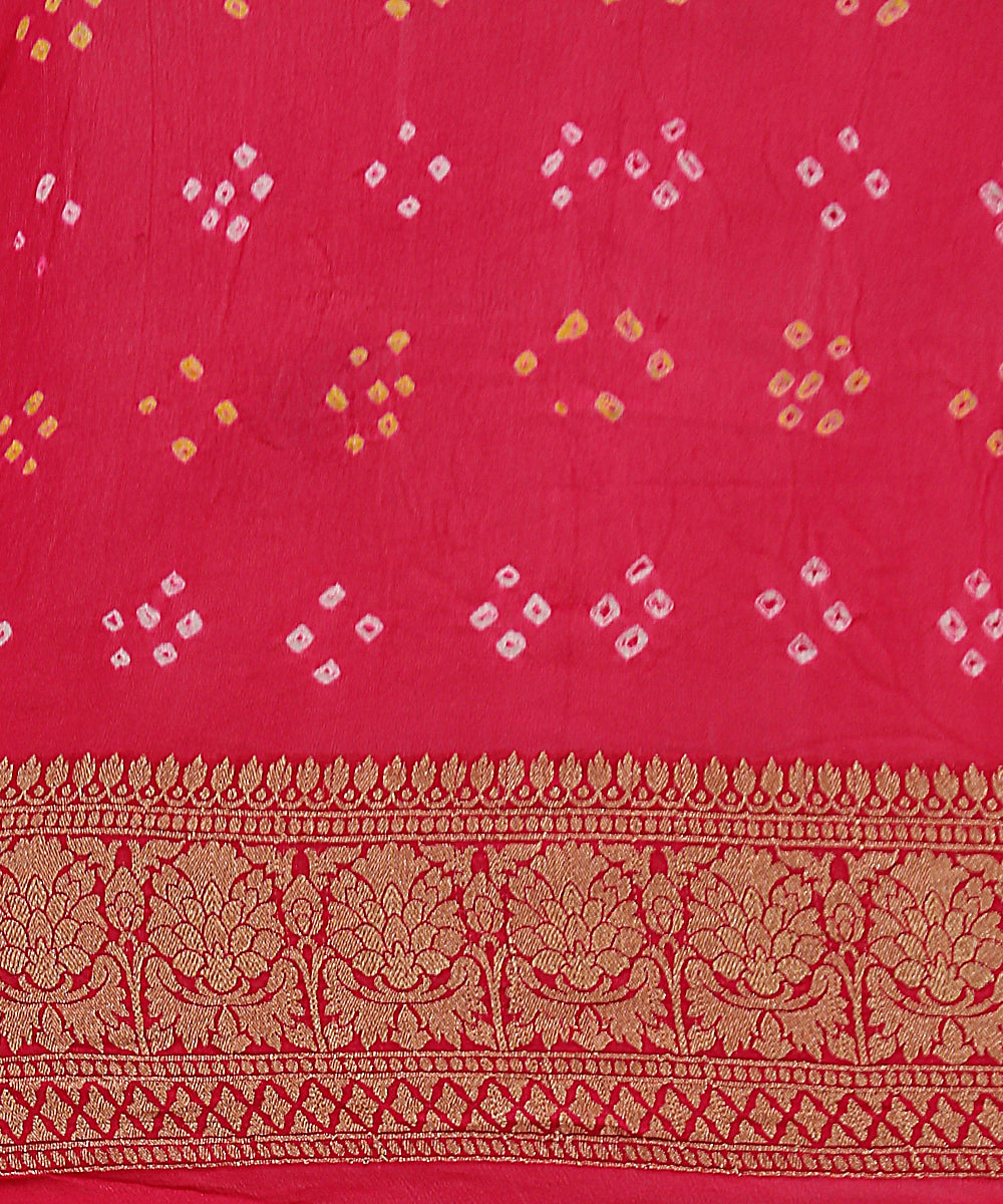 Handloom_Pink_and_Peach_Georgette_Banarasi_Bandhej_Saree_With_Cutwork_Weave_WeaverStory_05