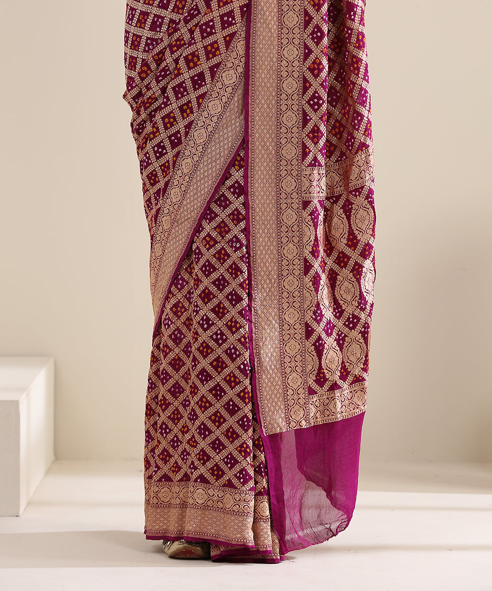 Purple_Handloom_Georgette_Banarasi_Bandhej_Saree_With_Cutwork_Weave_WeaverStory_04