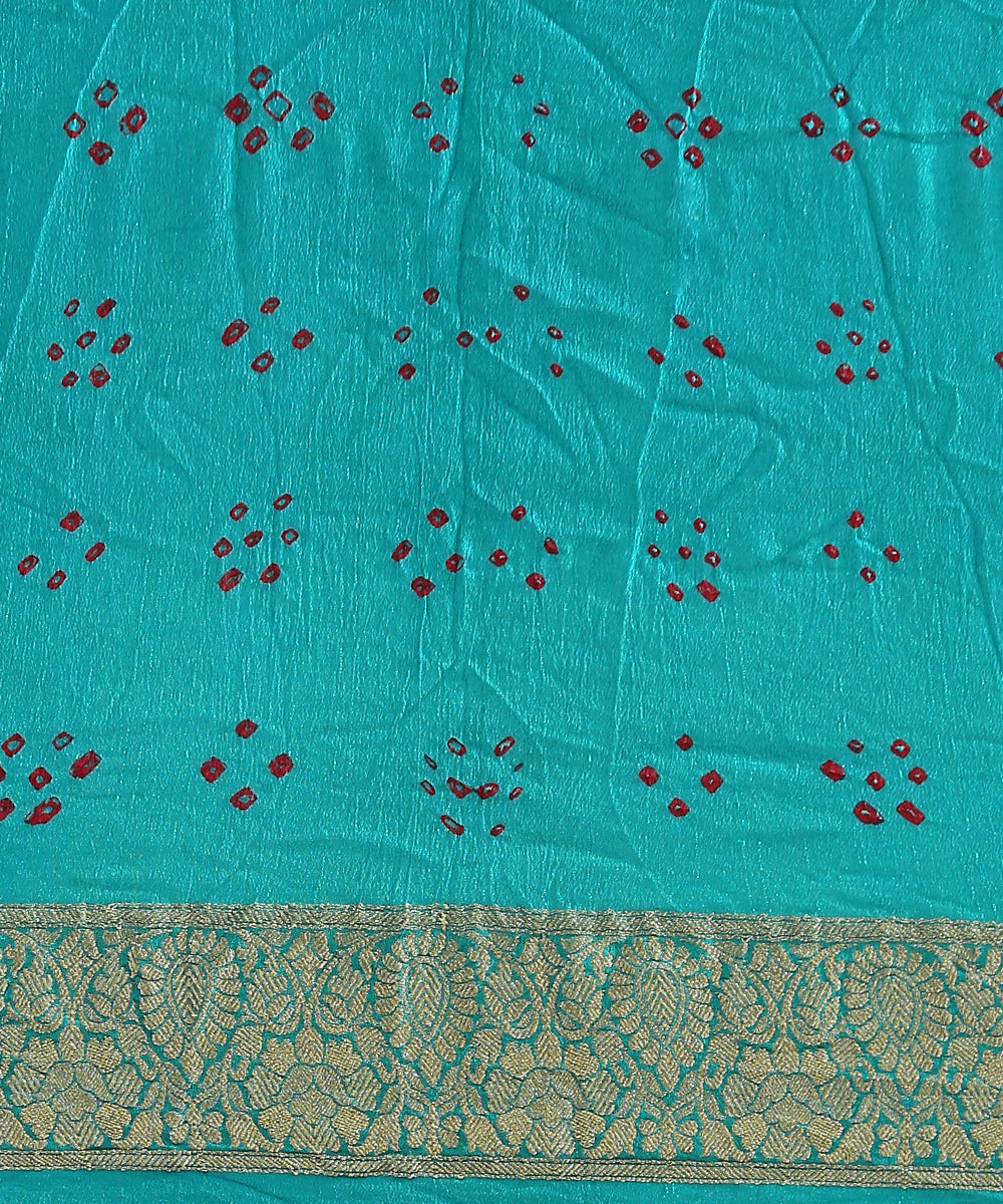 Aqua_Handloom_Georgette_Banarasi_Bandhej_Saree_With_Zari_Jaal_WeaverStory_05