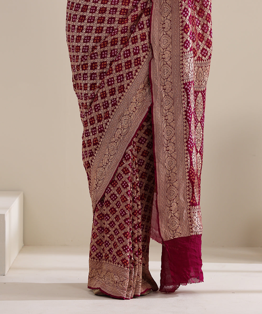 Handloom_Purple_Georgette_Banarasi_Bandhej_Saree_With_Broad_Zari_Border_WeaverStory_04