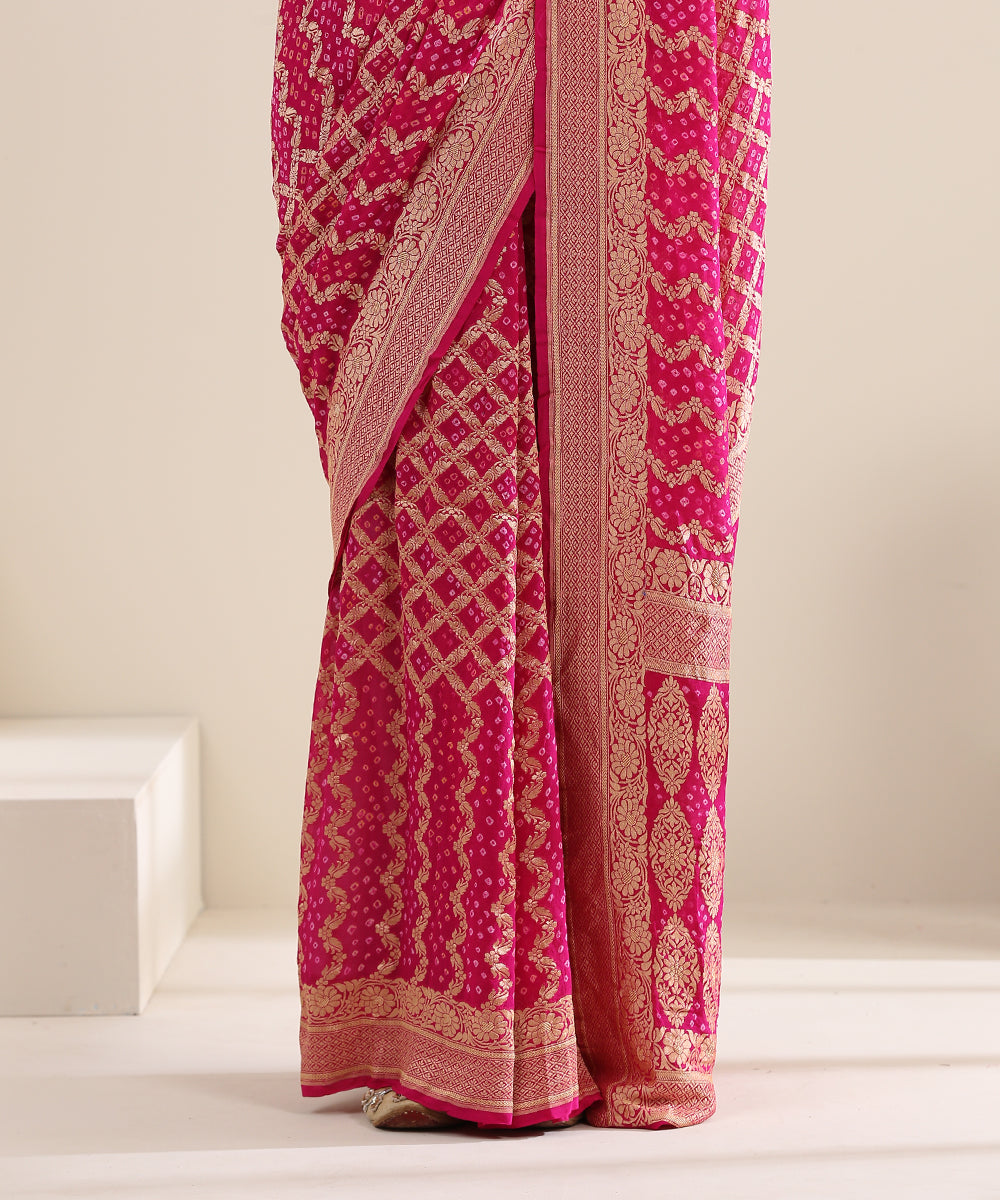Handloom_Pink_Georgette_Banarasi_Bandhej_Saree_With_Intricate_Cutwork_Weave_WeaverStory_04
