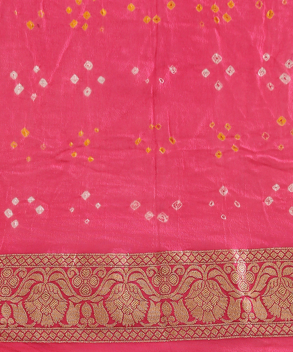 Candy_Pink_Handloom_Georgette_Banarasi_Bandhej_Saree_With_Diamond_Jaal_WeaverStory_05
