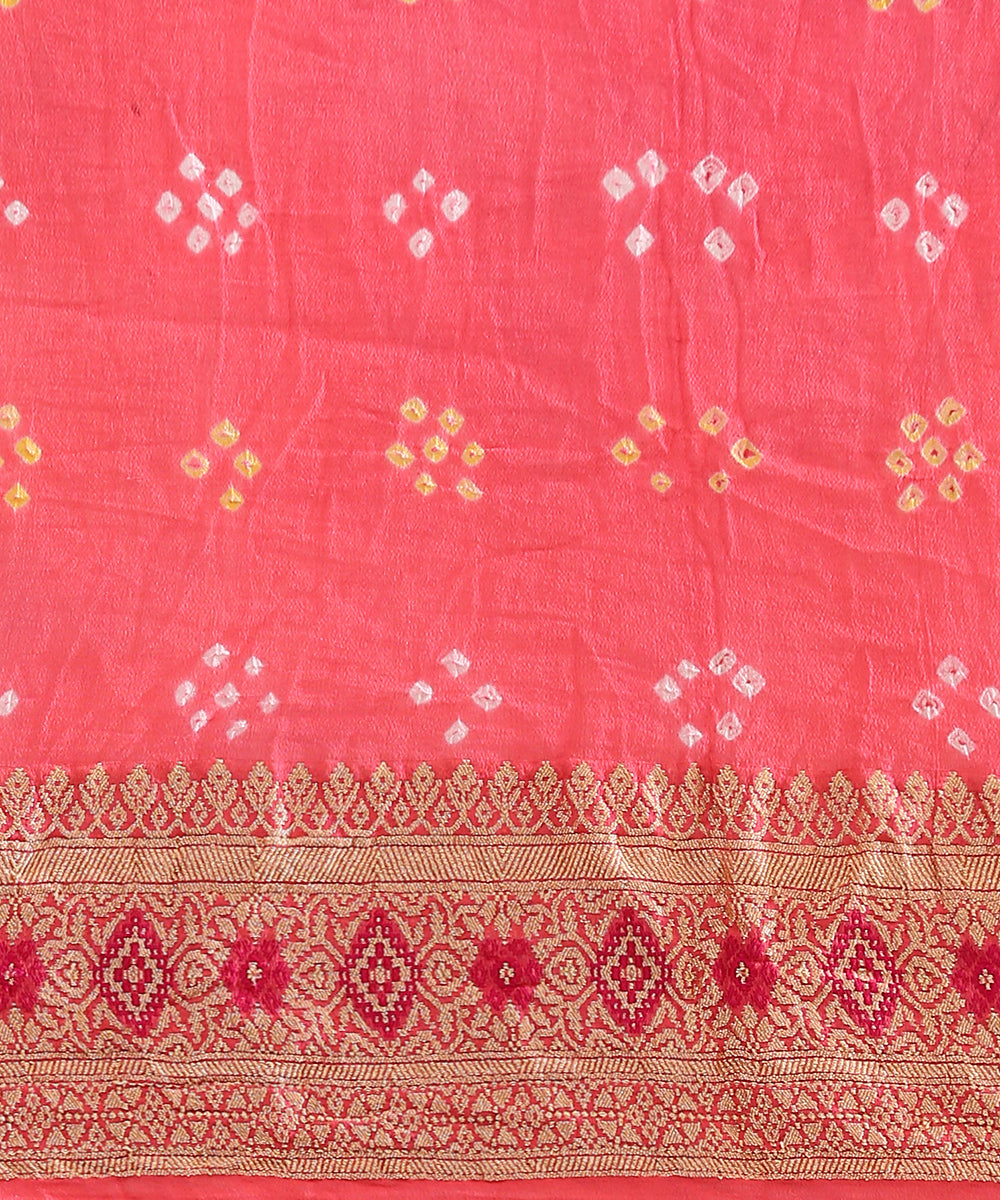 Handloom_Fluorescent_Pink_Patola_Georgette_Banarasi_Bandhej_Saree_With_Meenakari_WeaverStory_05