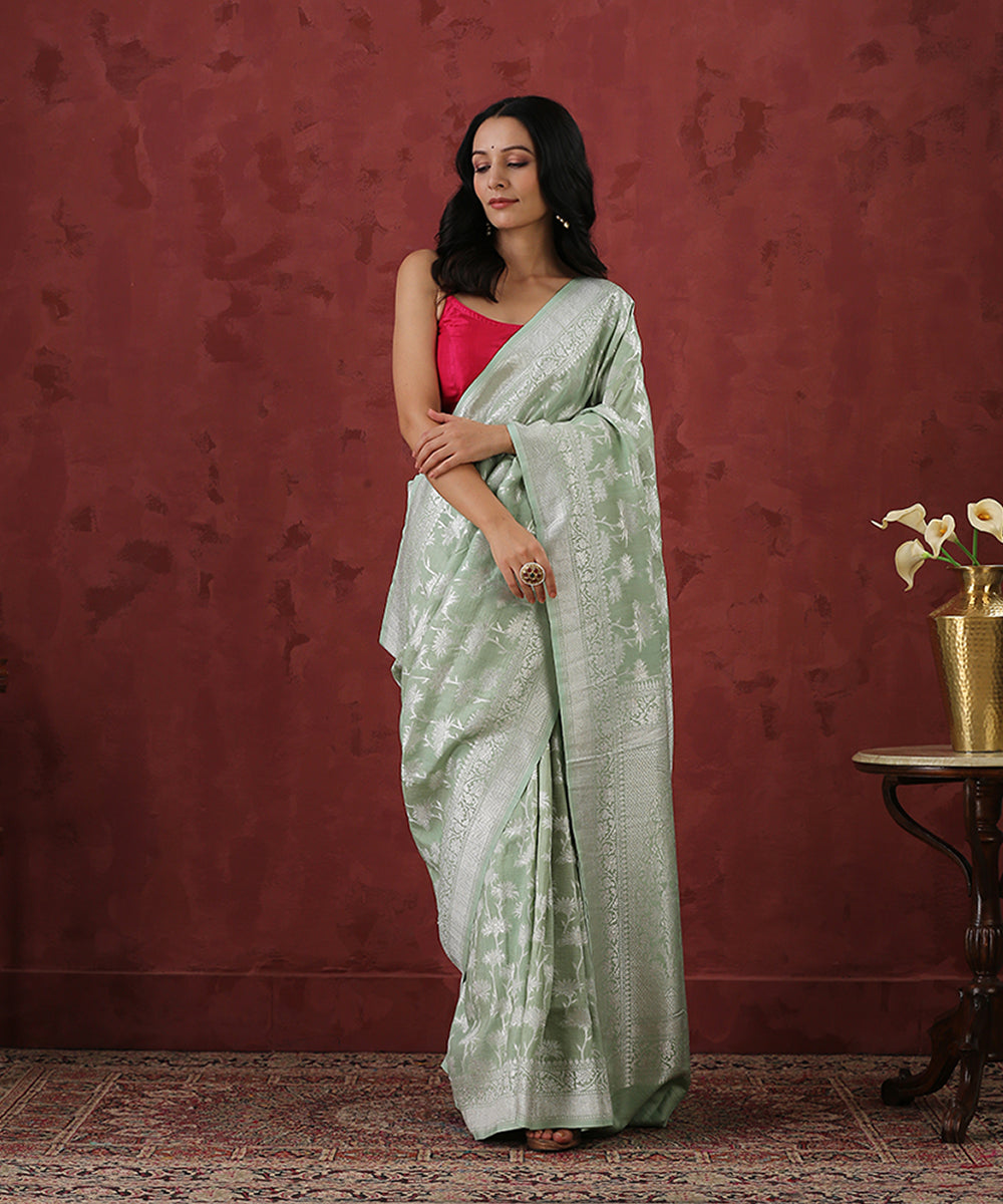 Handloom_Pista_Green_Tussar_Georgette_Banarasi_Saree_with_Floral_Motifs_WeaverStory_02
