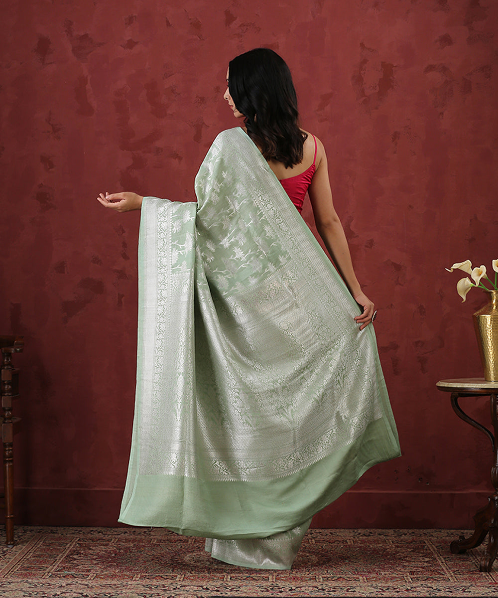 Handloom_Pista_Green_Tussar_Georgette_Banarasi_Saree_with_Floral_Motifs_WeaverStory_03