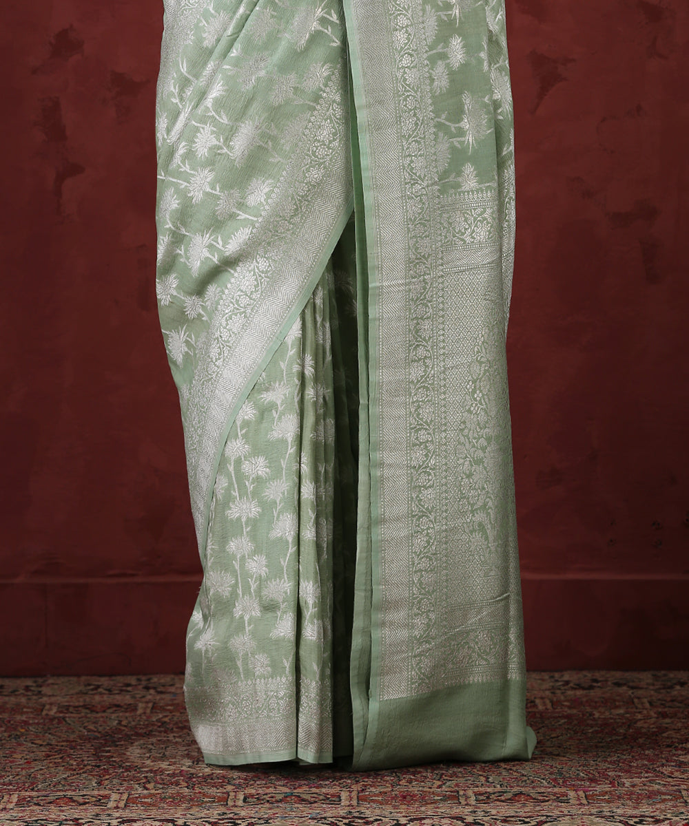 Handloom_Pista_Green_Tussar_Georgette_Banarasi_Saree_with_Floral_Motifs_WeaverStory_04