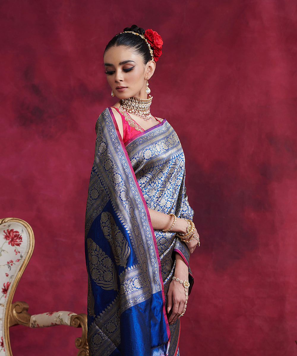 Blue_Handloom_Kimkhab_Pure_Katan_Silk_Banarasi_Saree_With_Antique_Zari_WeaverStory_01