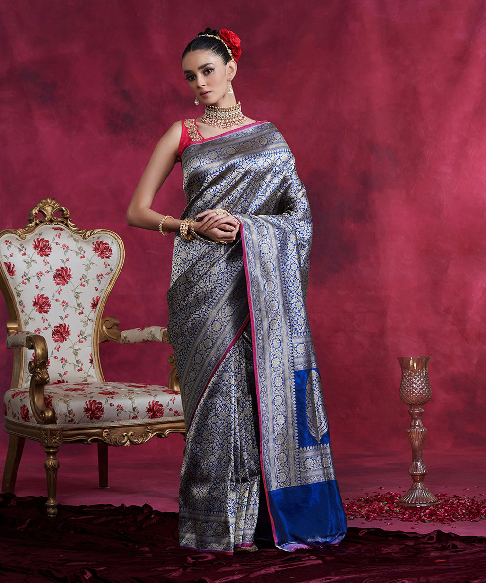 Blue_Handloom_Kimkhab_Pure_Katan_Silk_Banarasi_Saree_With_Antique_Zari_WeaverStory_02