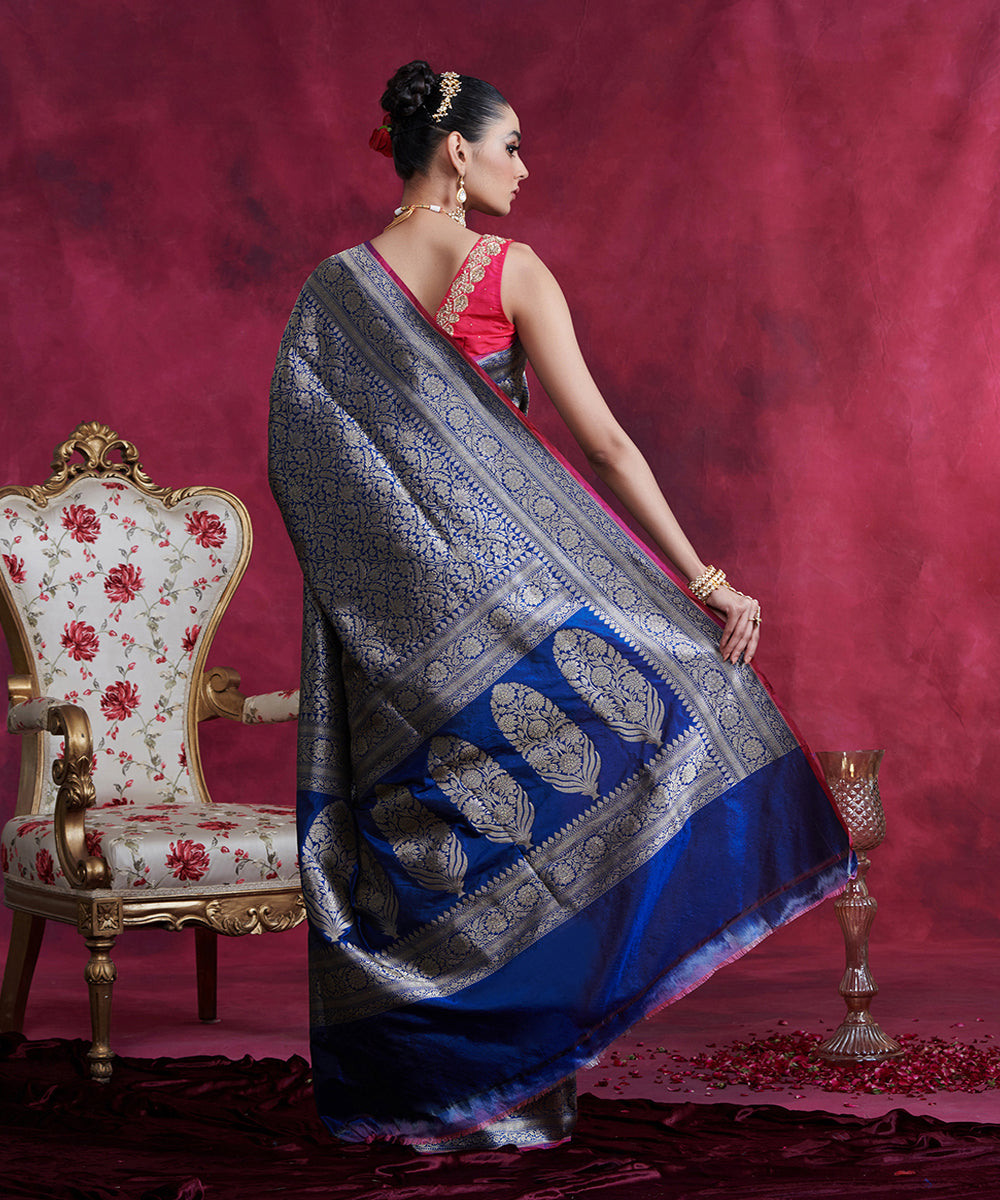 Blue_Handloom_Kimkhab_Pure_Katan_Silk_Banarasi_Saree_With_Antique_Zari_WeaverStory_03