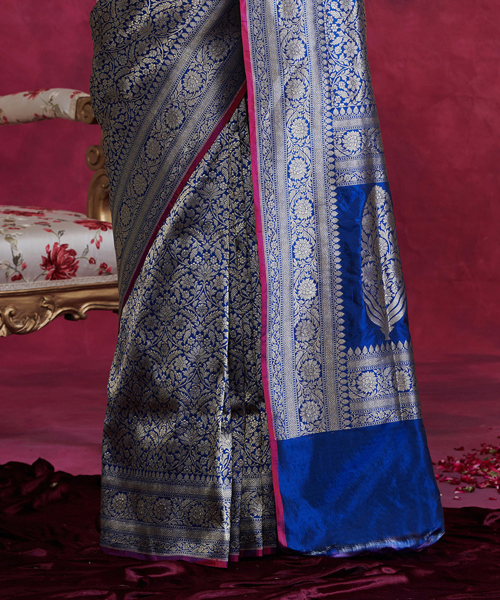 Blue_Handloom_Kimkhab_Pure_Katan_Silk_Banarasi_Saree_With_Antique_Zari_WeaverStory_04