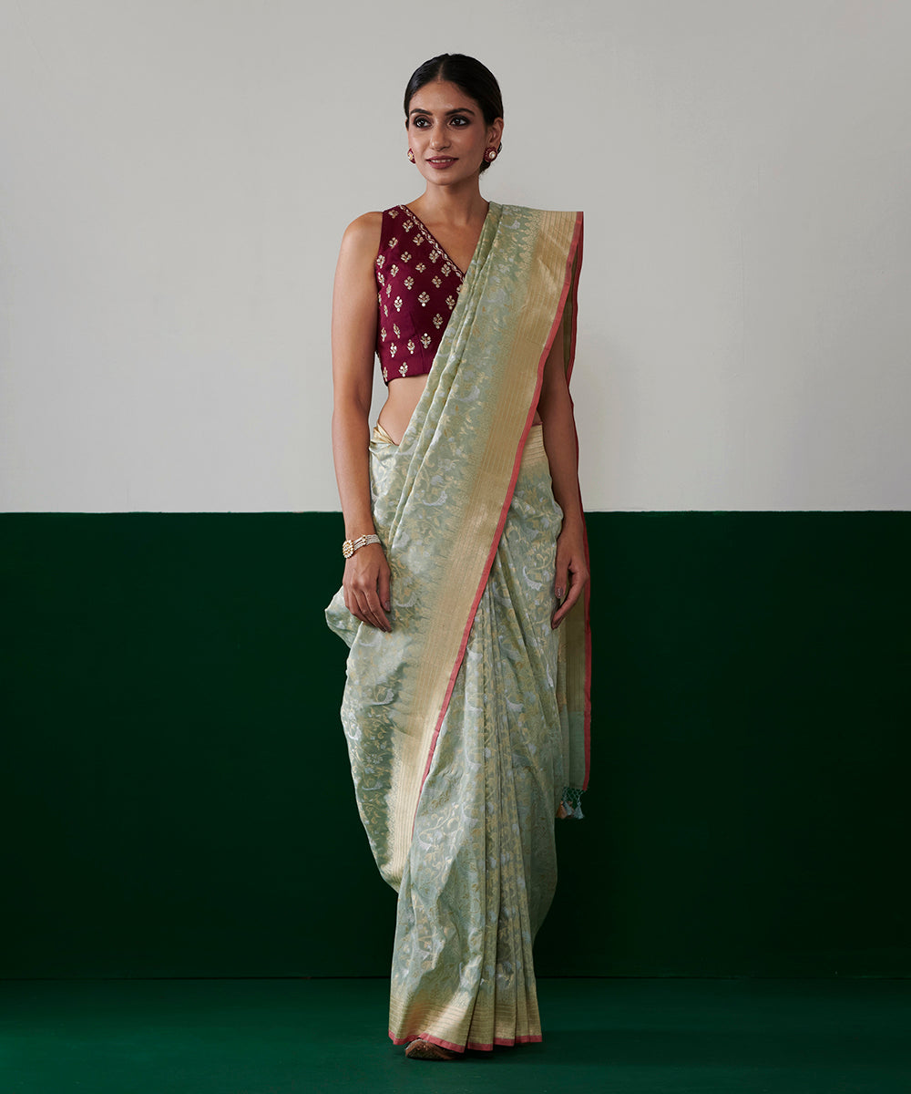 Pista_Green_Handloom_Pure_Katan_Silk_Handloom_Banarasi_Jangla_With_Intricate_Weave_WeaverStory_02