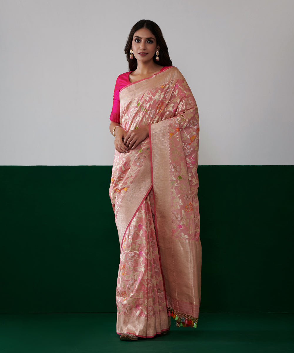 Handloom_Peach_Pure_Katan_Silk_Banarasi_Jangla_Saree_With_Birds_Woven_In_Gold_Zari_WeaverStory_02