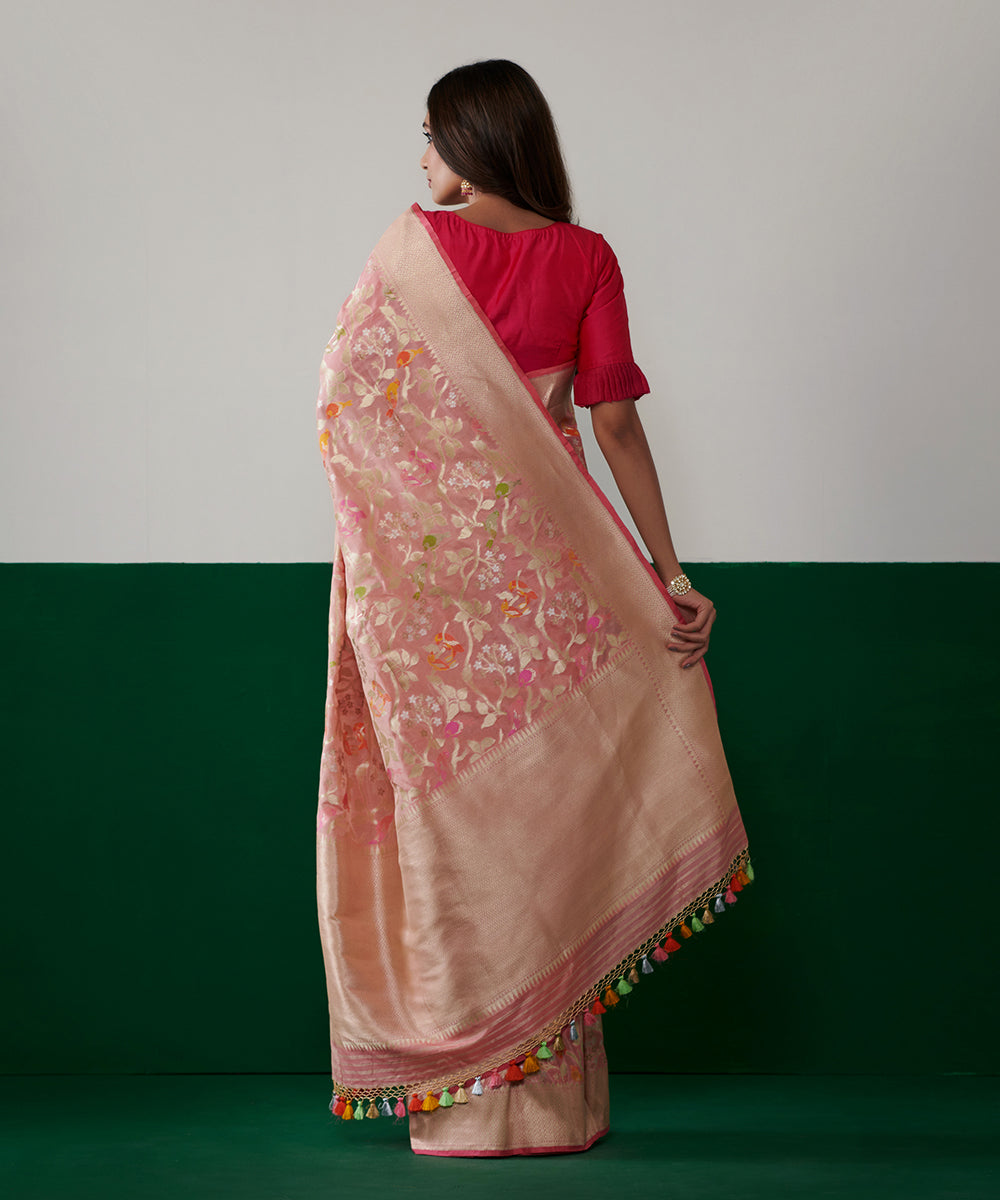 Handloom_Peach_Pure_Katan_Silk_Banarasi_Jangla_Saree_With_Birds_Woven_In_Gold_Zari_WeaverStory_03