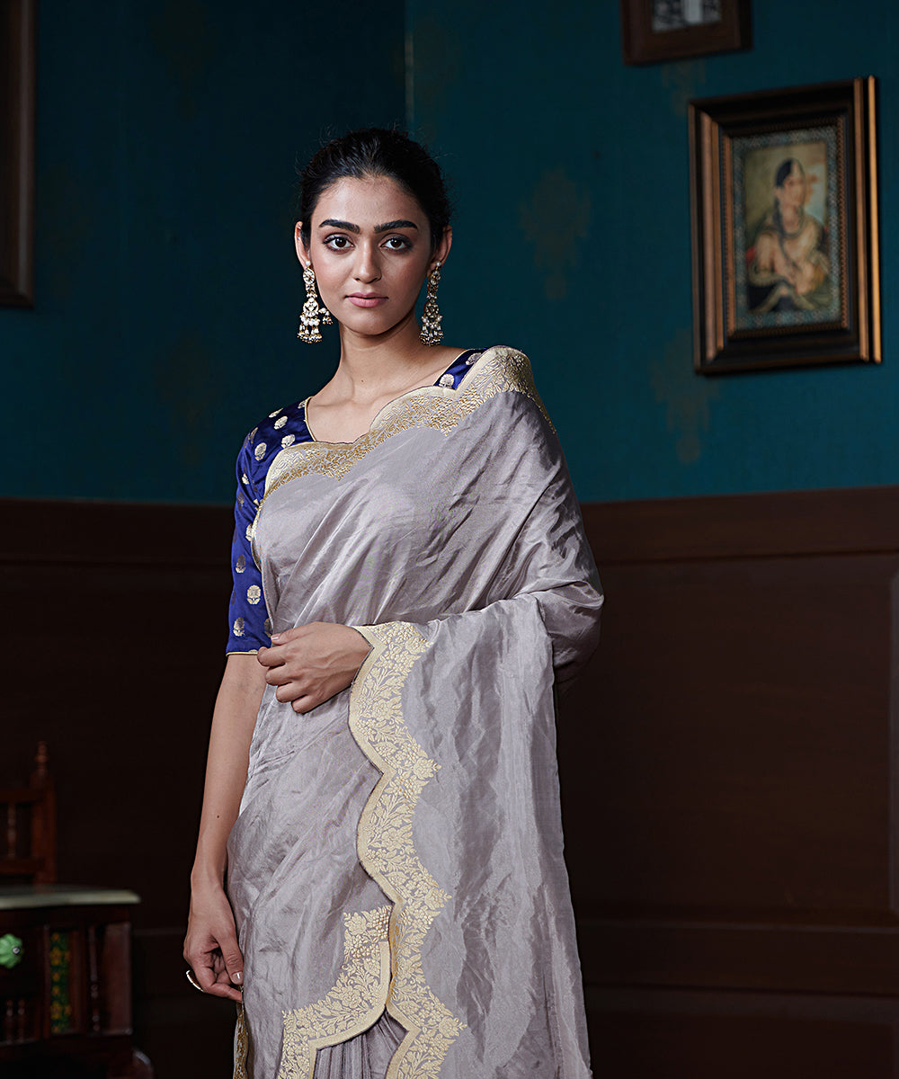 Grey_Handloom_Tissue_Silk_Banarasi_Saree_With_Scalloped_Borders_WeaverStory_01