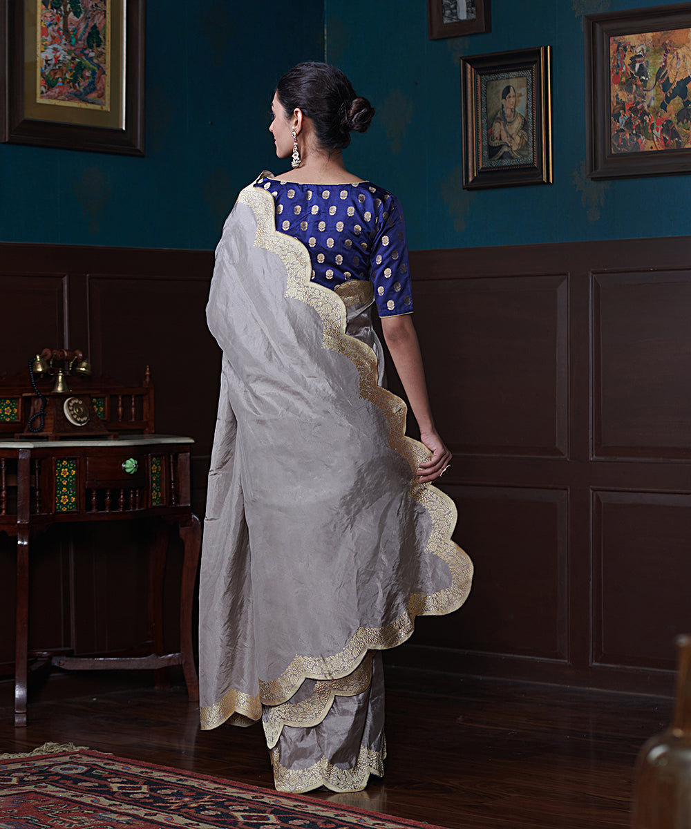 Grey_Handloom_Tissue_Silk_Banarasi_Saree_With_Scalloped_Borders_WeaverStory_03