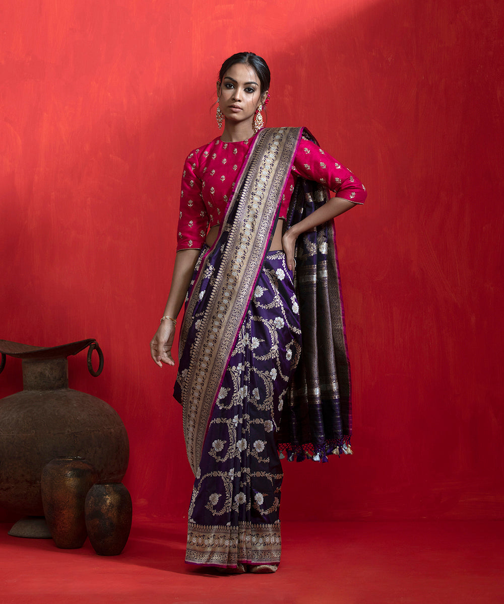 Purple_Handloom_Pure_Katan_Silk_Banarasi_Saree_With_Sona_Rupa_Kadhwa_Jaal_WeaverStory_02