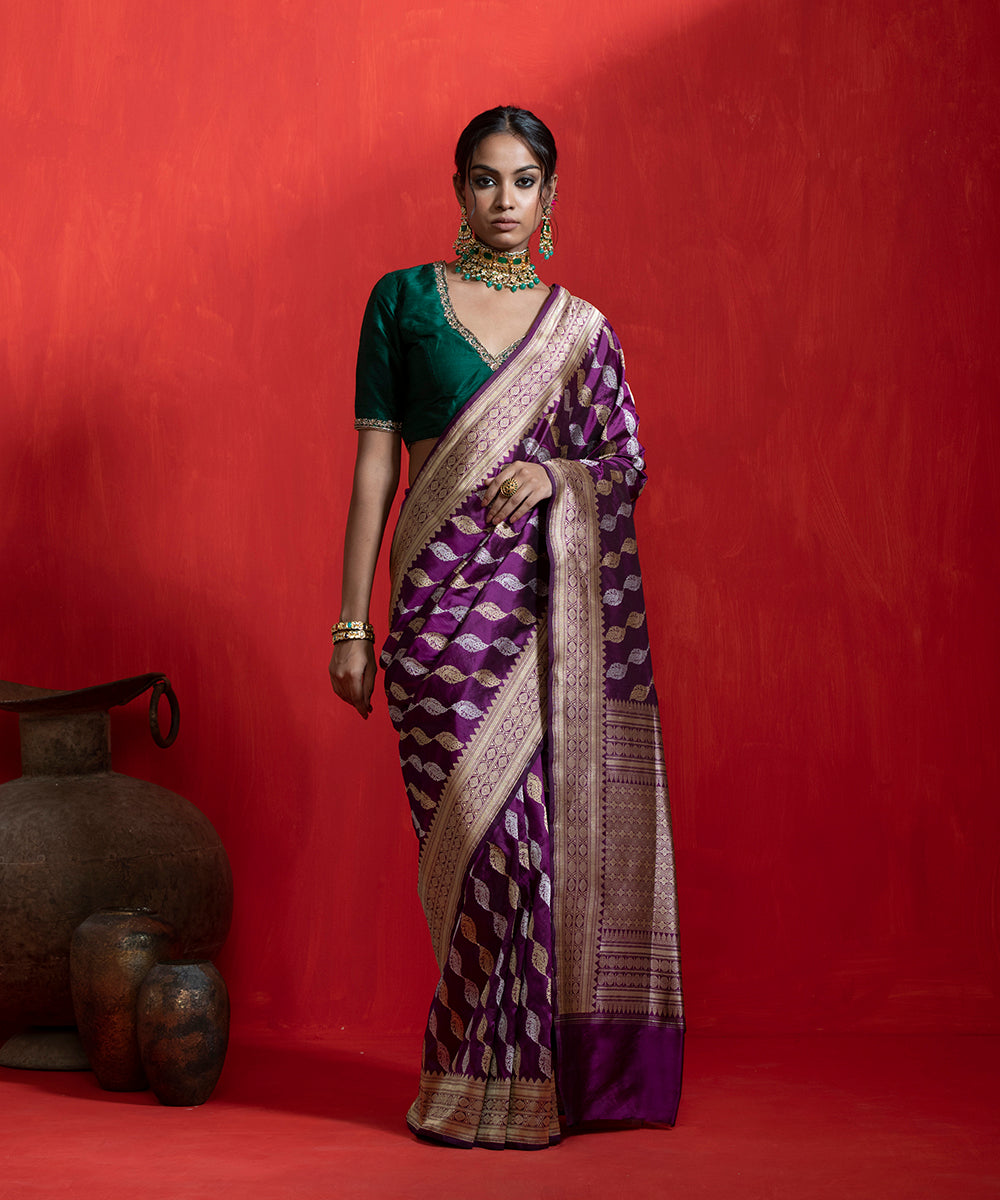 Handloom_Purple_Pure_Katan_Silk_Banarasi_Saree_With_Aada_Jaal_And_Peacocks_Motifs_WeaverStory_02