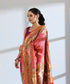 Pink_Handloom_Pure_Katan_Silk_Meenakari_Banarasi_Patola_Saree_With_Floral_Paithani_Border_WeaverStory_01