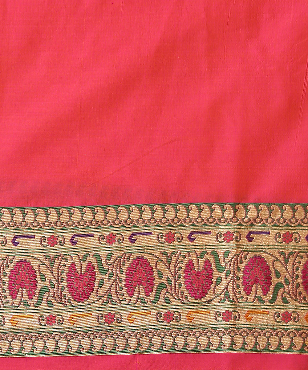 Pink_Handloom_Pure_Katan_Silk_Meenakari_Banarasi_Patola_Saree_With_Floral_Paithani_Border_WeaverStory_05