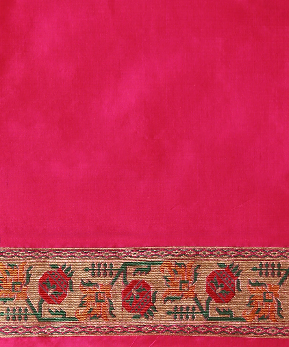 Pink_Handloom_Pure_Katan_Silk_Meenakari_Banarasi_Patola_Saree_With_Floral_Paithani_Border_WeaverStory_05