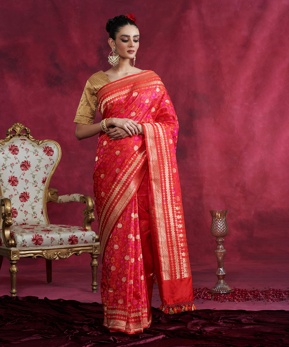 Pink_And_Orange_Handloom_Pure_Katan_Jamawar_Banarasi_Saree_WeaverStory_02