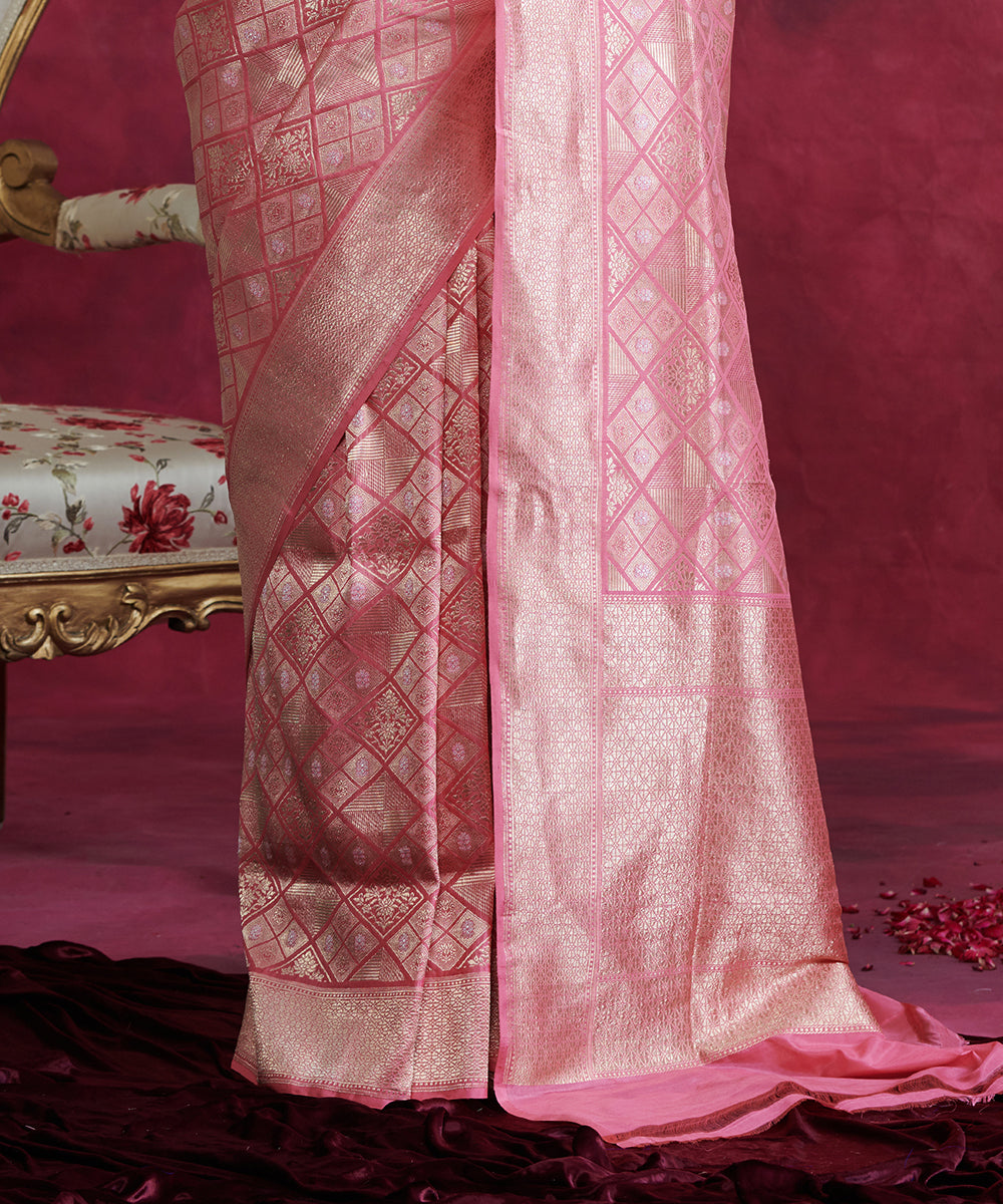 Handloom_Rose_Pink_Wasket_Weave_Pure_Katan_Silk_Zari_Banarasi_Saree_WeaverStory_04