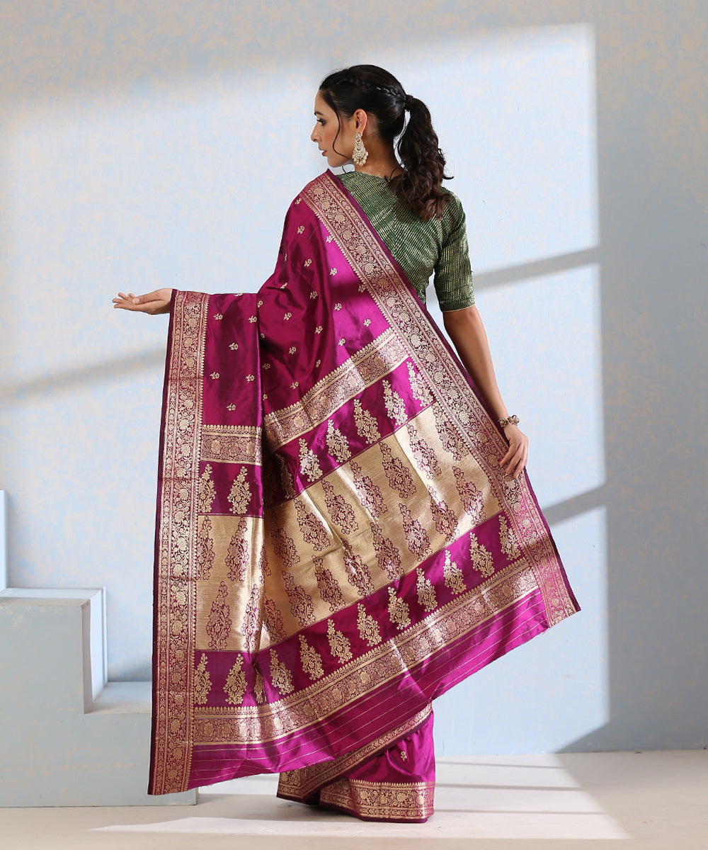 Purple_Handloom_Pure_Katan_Silk_Resham_Booti_Banarasi_Saree_WeaverStory_03