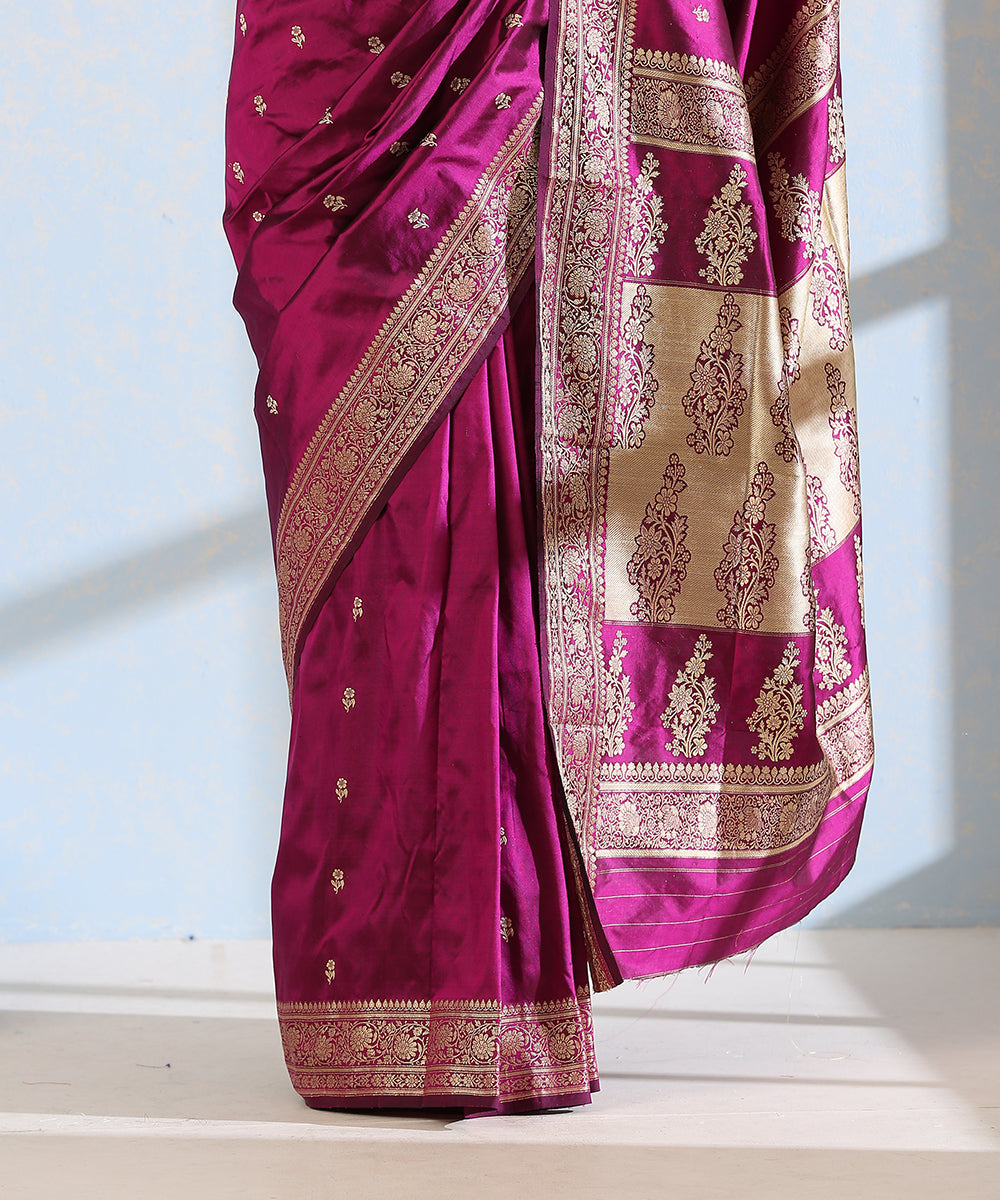 Purple_Handloom_Pure_Katan_Silk_Resham_Booti_Banarasi_Saree_WeaverStory_04