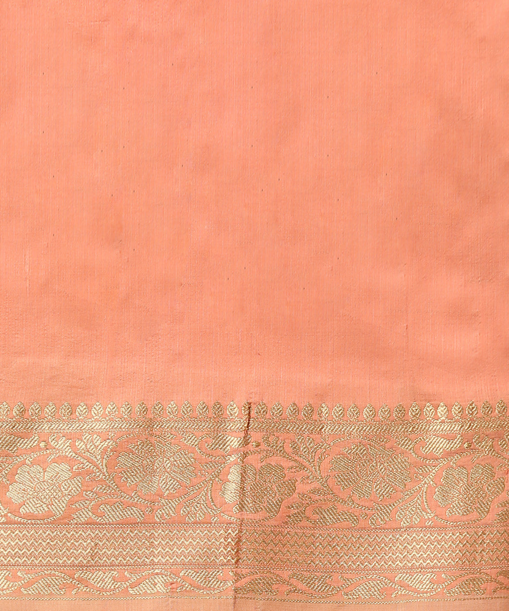 Peach_Handloom_Pure_Katan_Silk_Resham_Booti_Banarasi_Saree_WeaverStory_05
